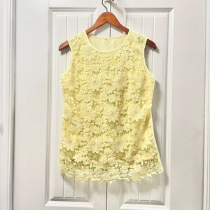 Vintage Floral Lace Tank Butter Yellow